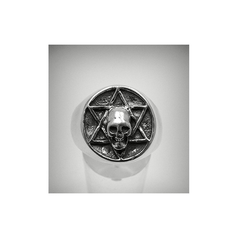 Sterling silber ring schädel David stern 925 Empress Größe 52-75