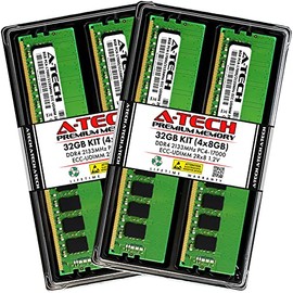 A-Tech 32GB Kit (4x8GB) Memory RAM for HP Z240 Workstation - DDR4 2133MHz PC4-17000 ECC Unbuffered UDIMM 2Rx8 1.2V - Server