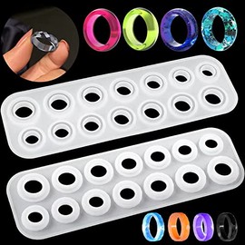 Molde de anillo de resina premium, moldes de silicona para resina epoxi, moldes de resina con 14 tamaños diferentes, para hacer anillos, pendientes, colgantes, manualidades (1)