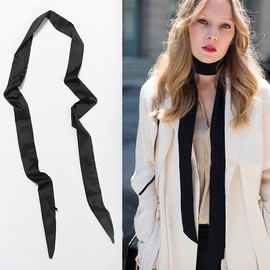 CHROME CRANE NR003 Women's Satin Stole Scarf, Stylish, Ribbon Tie Design, Casual