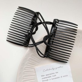 Black Adjustable Magic Hair Clip Combs, 2025 New Stretchy Double Comb Hair Clip,No Crease Hair Pins Double Slides Hairpins Combs Women Hair Styling Magic Hair Combs for Women Accessories
