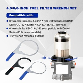 3-Piece Diesel Fuel Filter Wrench Set (4.6/6/8 Inch) - Heavy-Duty Steel