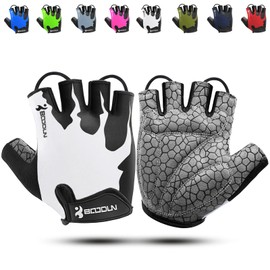 KONVINIT Cycling Gloves Fingerless Rubber Padded Women & Men Gym MTB Breathable Non-Slip Outdoor Sports Gloves by, white, xxl