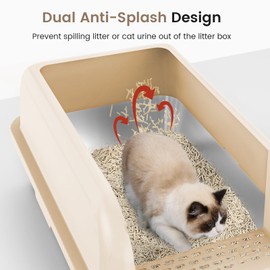 Chenove Extra Large Stainless Steel Cat Litter Box with High Wall Enclosed XL Cat Litter Box for Big & Multiple Cats Steel Litter Box with Lid, Easy Clean, Anti-Leakage, Non-Sticky