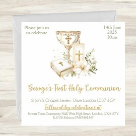 10 Pack First Holy Communion Party Invitations With Envelopes, For Girls & Boys, Suitable For Confirmation, Baptism, Christening.