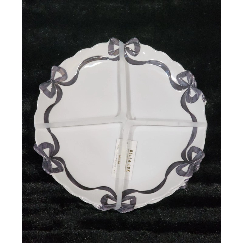 Bella Lux 4 Black Coquette Ribbon Bows on White Melamine