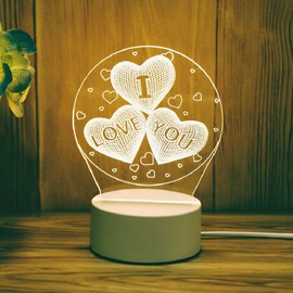 YFBXIZHOU 3D Night Light Optical Illusion Acrylic Bedside lamp uses Dimmable 3 Colors Changing Romantic Funny Holiday Birthday Gifts for Women Men Kids Child Baby Friends Bedroom Decor (Love Shape)