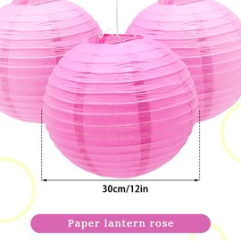 Ruidee Pack of 6 Paper Lanterns Round Lampshade Wedding Party Decoration Paper Lamps for Wedding Party Birthday Decoration (Rose)