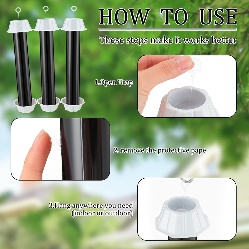 Qualirey Fly Traps for Indoor Outdoor Hanging Fruit Fly Stick