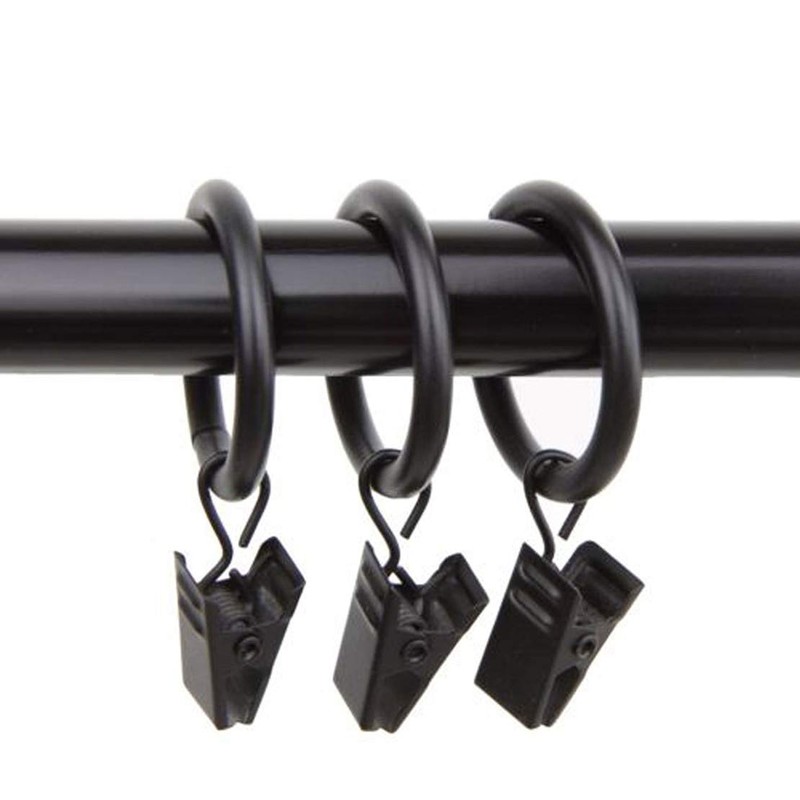 Lansian 20Pack Curtain Rings with Clips, Drapery Clips for Curtain,