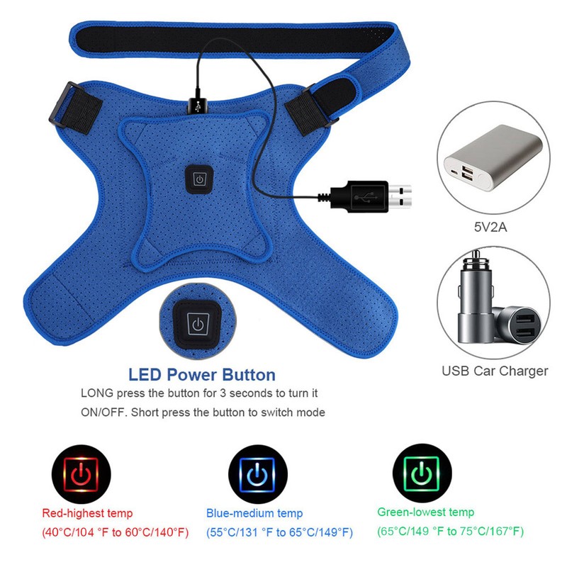 Heated Shoulder Support Brace USB Electric Plug in Adjustable Heating