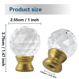 Asjeumt 2 Pieces Crystal Lamp Finials, Antique Brass Finial for Lamps, Lamp Shade Nut Screw Cap, Knob Topper Finial, for Decorative Replacement DIY Table or Floor Light Lampshade Holder Harp Adapter