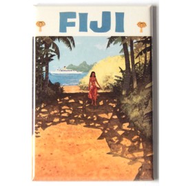 Fiji Travel Poster Fridge Magnet (1.75 x 2.75 inches)