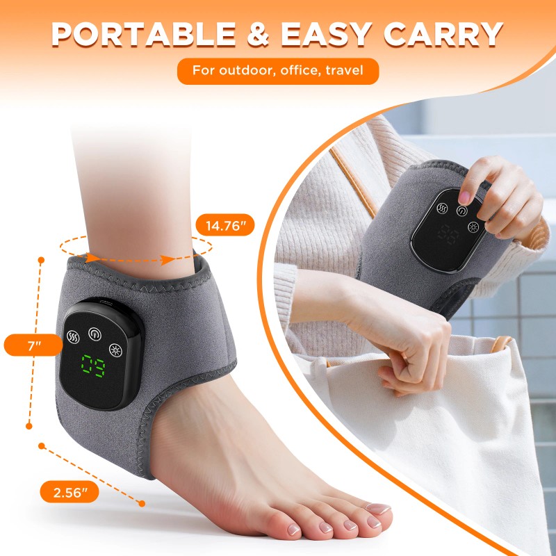 Cordless Electric Ankle Massager with Heat and Vibration Foot Warmer