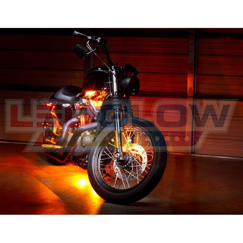 LEDGlow 6pc Advanced Orange LED Motorcycle Accent Neon Underglow Lighting