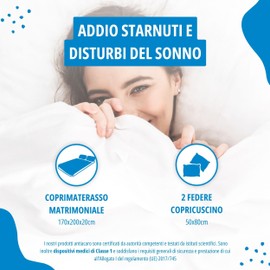 Allergosystem Cloud Anti-Dust Mite Travel Mattress Protector, 170x200x20 and Cushion Cover, 50x80, Polyester, 170x200x20cm