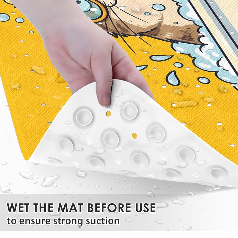 Bathtub Shower Mat 40X16 Inch, Non-Slip, for Toddler, Cat Kawaii