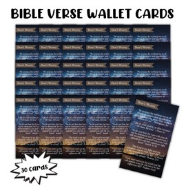 Bible Verse Card for Worry Philippians 4:6, 1 Peter 5:7, Isaiah 41:10, Psalms 27:1 Anxious 30pk 2x3.5” New Drivers Teens Hand Out Wallet Cards