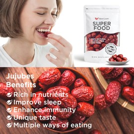 NESTLADY Natural grown dried jujube date, red date, hongzao, herbal healthy food, used for cooking, dessert, tea, etc. Net Weight: 200g/7.05oz…