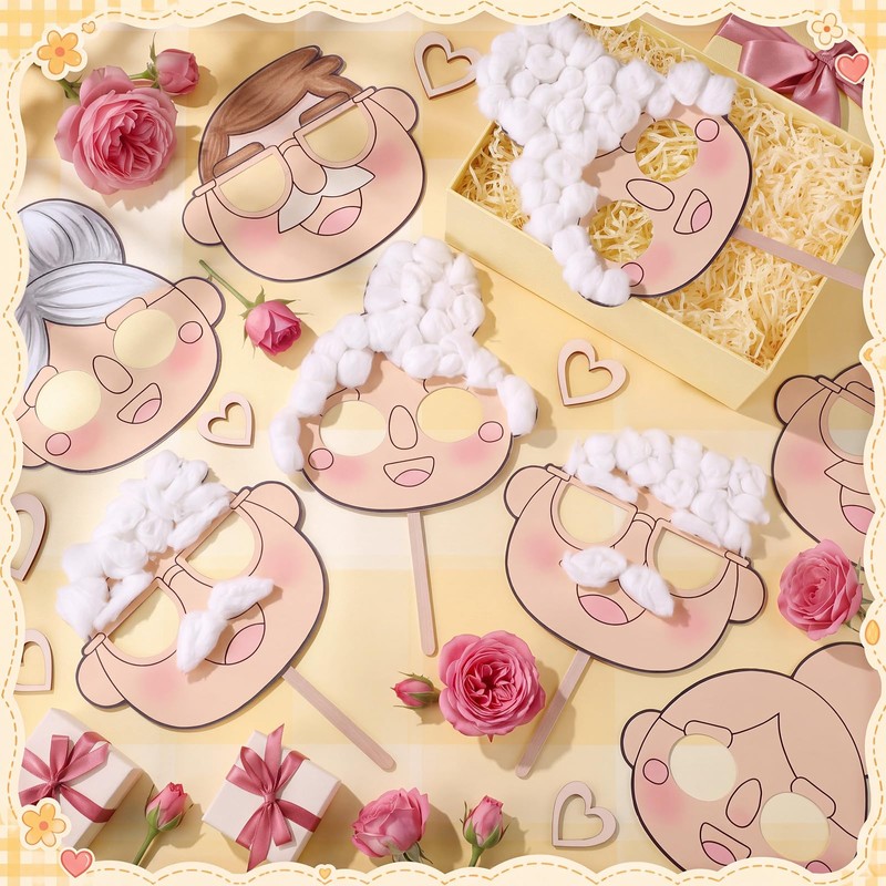 Hollowfly 30 Sets Grandparents Day Craft Mask DIY Art and