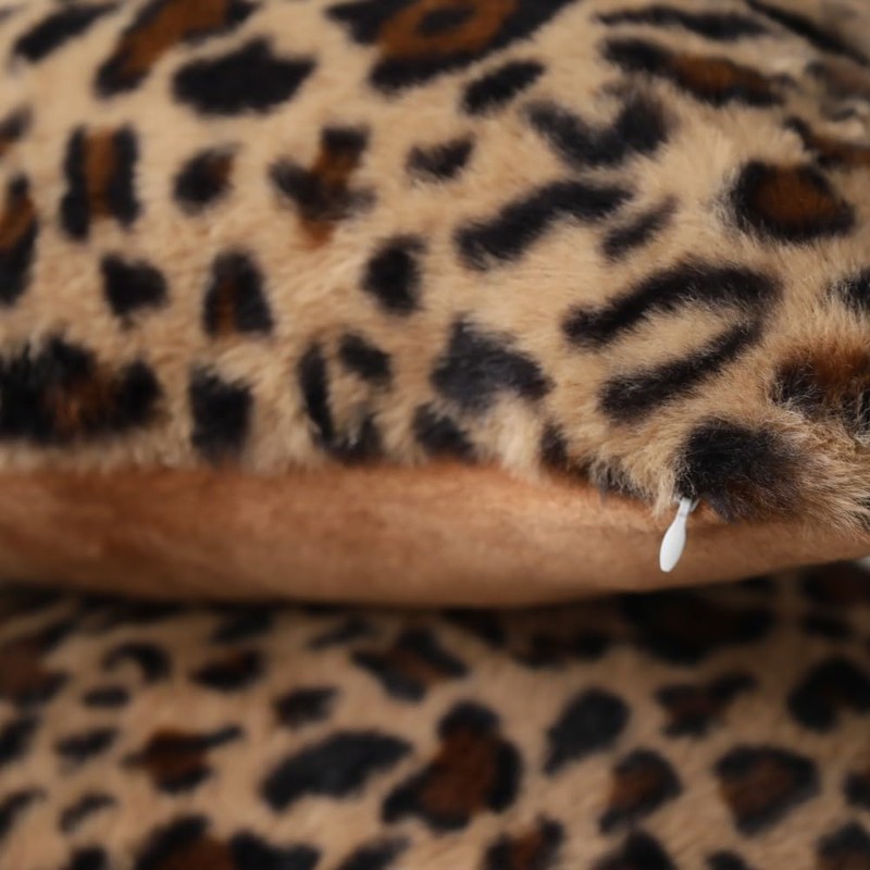 QIFONIX Leopard Print Throw Pillow Covers,Plush Faux Fur (Brown,18" x