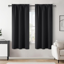 XWZO Blackout Curtains 2 Panels for Bedroom, Black Curtains 63 Inches Long Double Rod Pocket Room Darkening Window Curtain Drapes, Light Blocking Thermal Curtains for Living Room, 42W x 63L, 2Pcs