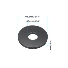 PATIKIL M6 Nylon Flat Washer, 12 Pack 6mm ID 17mm OD 1.5mm Thick Sealing Spacer Gasket Ring for Faucet Pipe Water Hose Fastener Bolt, Black