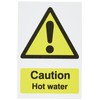 Seco Caution Hot Water Sign, 50mm x 75mm (Pack of