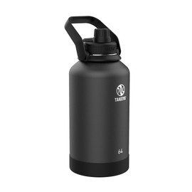 Takeya Actives Water Bottle with Spout Lid - Bottle with Double Stainless Steel Insulation - Dishwasher Safe & BPA-Free - Bottle with Spout Lid & Removable Bumper - 64 oz, Onyx