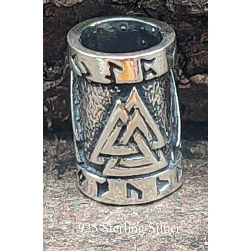 Beard Pearl Curl Bead 925 Silver Wotan Knot 7 mm,