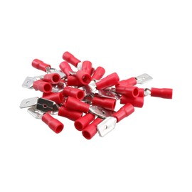 3mm Male Red Electrical Cable Wire Spade Terminals Crimps Connectors 25pc