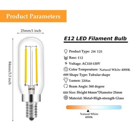 Greeogin Dimmable T6 LED Bulb E12 2W Equal 20 watt Light Bulb 4000K Natural White E12 Candelabra Bulb 20 watt for Chandeliers,Ceiling Fan,Pendant,Wall sconces AC120V 200LM e12 Light Bulb 6-Pack