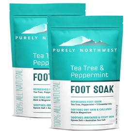 Epsom Salt Tea Tree Foot & Body Soak-Toenail Repair & Ingrown Nails, Athletes Foot Burning & Itching-Stubborn Foot Odor & Softens Callouses-Purely Northwest-USA 2 LB