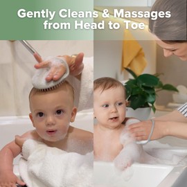 haakaa Baby cradle cap brush - Soft cradle cap comb| Hair Scalp Massager, Soft Bristles for Newborns & Toddlers-Slate Grey