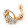 Gold Tone Clear Crystal Knot Clip On Earrings - 15mm