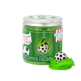 Der Zuckerbäcker The Edible Football Lawn - 150g Candy Tin with Fruity Apple Fruit Gum Strings and Bubblegum Ball