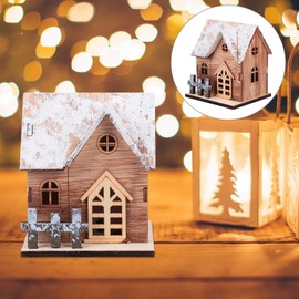 NUOBESTY Christmas Luminous Wooden House LED Wood Hanging Ornament Party Decor
