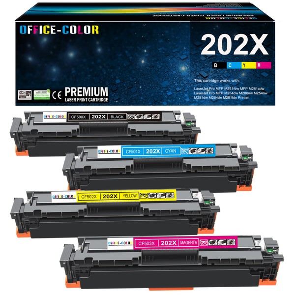 202X Toner Cartridges Set Replacement for HP 202X Works with