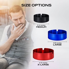 roygra Ashtray 2 Pack, Metal Ashtray - Silver, Medium Size (3.15 x 3.15 x 1.3’’)