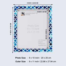 Handicrafts Home 8x10 Picture Frames - Vintage Style Wall Hanging & Desk Decor - Farmhouse Photo Frames Ideal for Living Room Office & Home Decor Large Picture Frame for Diploma & Wall Decor, Blue