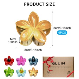 6Pcs Hawaiian Flower Hair Clip，Strong hair clips，Plumeria claw clips，Hibiscus hair accessories，Flower Hair Clips，Clips for Wedding Party Beach Decoration Headwear（multicolored effect）