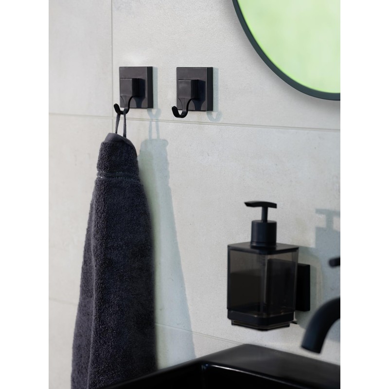 WENKO Quadro Soap Dispenser 340 ml Plastic with Stainless Steel