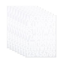 1.5 Inch Letter Stickers, 544 Pieces Alphabet Number Symbol Stickers for Scrapbooking, Sign, Water Bottle, Self-Adhesive Vinyl Letter Sticker Decals for Arts&Crafts - 8 Sheets, White