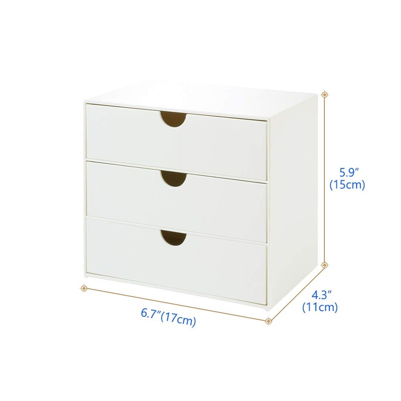 Lunmore 3-Drawer Vanity Organizer, Compact Storage Organization Drawers Set for