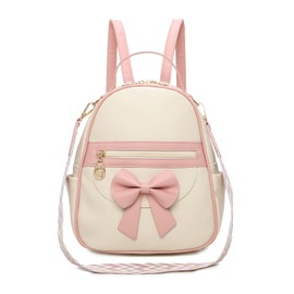 I IHAYNER Girls Mini Backpack Cute Bowknot Leather Backpack for Girls Designer Small Shoulder Bag Fashion Handbag for Women Pink