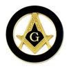 Square & Compass Round Masonic Auto Emblem - [Black &