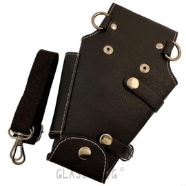 GLASS FROG Scissor Case, 5 Inserts, PU Leather, Hairdresser Trimmer (Black)