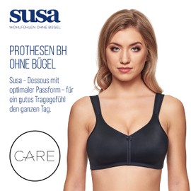 SUSA Women's Prothesen-BH ohne Bügel mit vorgeformten Taschen Everyday Bra, (Schwarz 004), 44 B, B