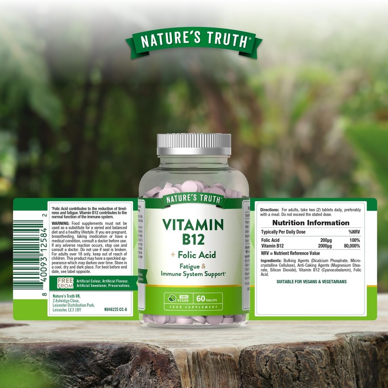 Nature's Truth Vitamin B12 with Folic Acid - 60 Vegan