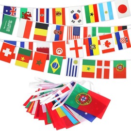 10M/33Ft Long Double Printing Bunting,32 Countries National Football Team Flags Bunting, Football World Cup 2022 Decoration for Garden, Bar, Restaurant and Party (1)
